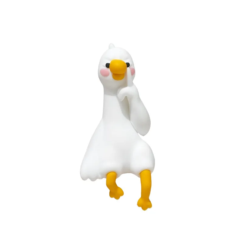 Cute Lying Duck Car Figurine – Adorable Dashboard Display Decor, Soft Plush Style Car Ornament for Center Console & Screen